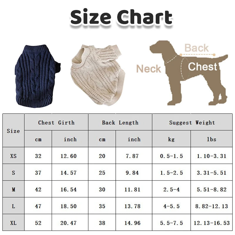 Classic Knit Sweater - Warm Winter Coat for Small Dogs & Cats